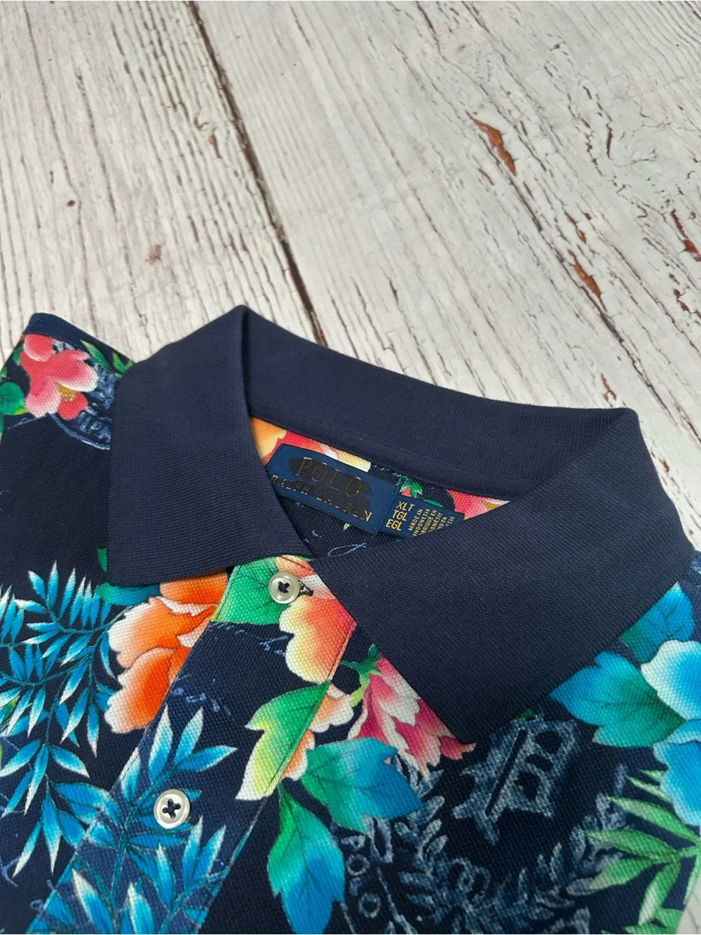 Ralph Lauren Royal Floral Navy Polo with Vibrant Tropical Floral Print